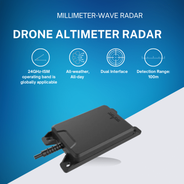 20M 24GHz Millimeter Wave Radar Altimeter Sensor – Real-Time Terrain Following for UAV Mapping, Precision Agriculture, Surveying, and Industrial Drones, 100m Detection, CAN & UART, IP65